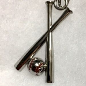 Sterling silver baseball bats & ball charm